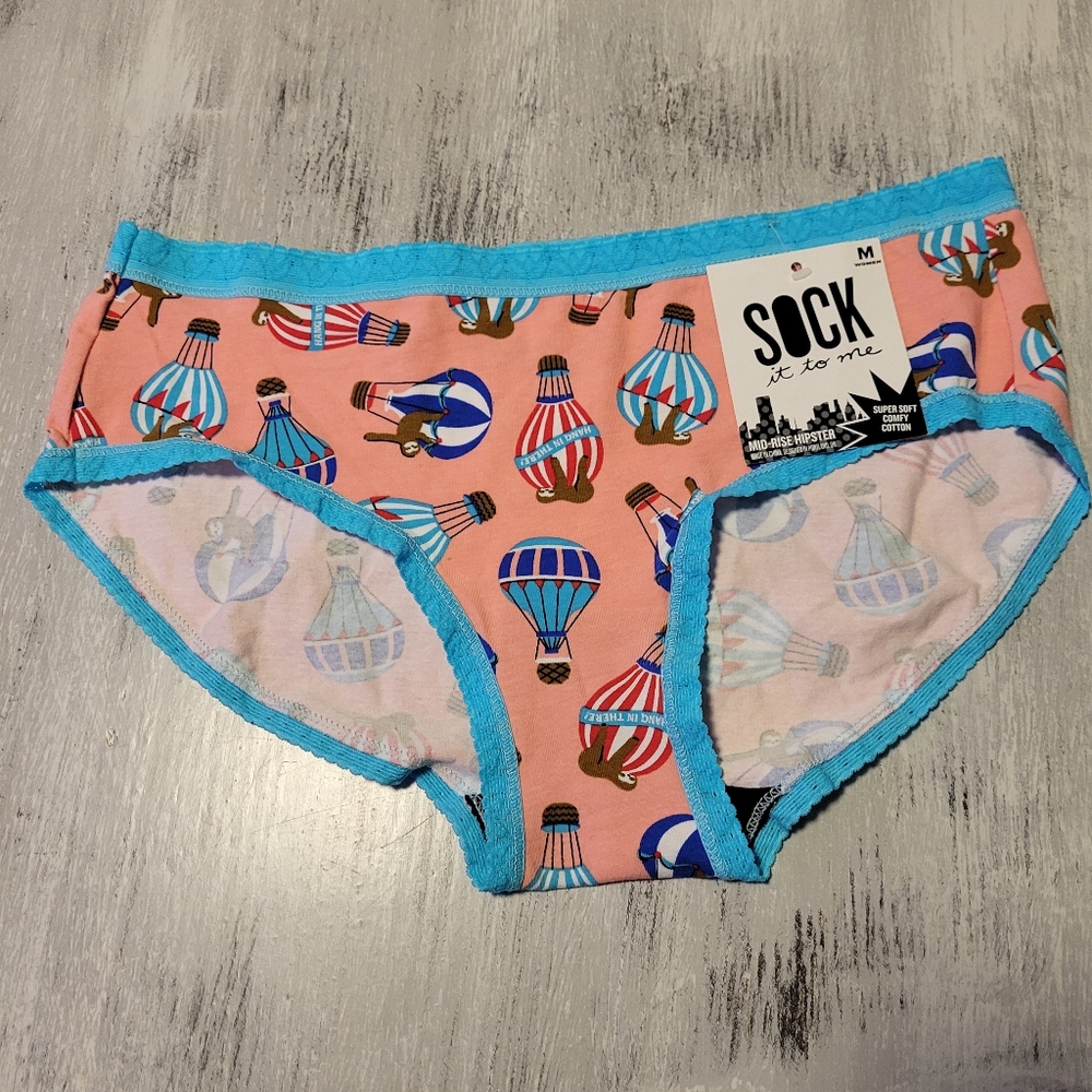 2/$10 Hang In There Parachuting Sloths Mid Rise Hipster Cotton Panties